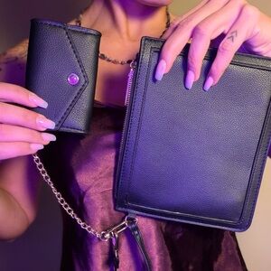 Elegant NEW Anne Klein Black Women's Bag Set Wallet Wristlet